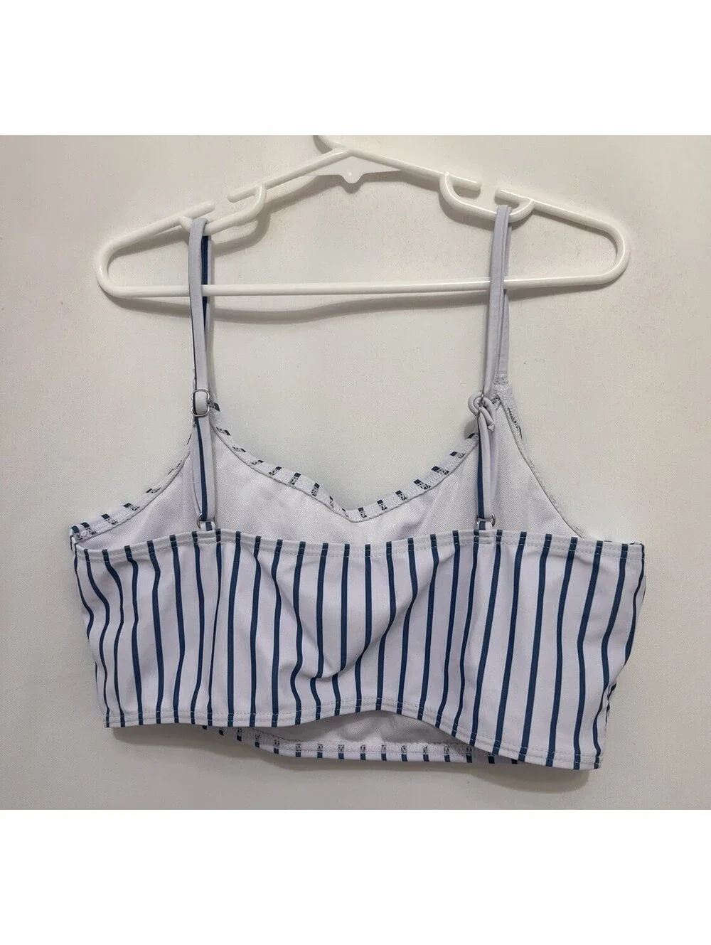 Teen Girls 2 Piece Bikini Swimsuit Blue White Striped Crop Top Bottoms